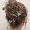 wekicici Skeleton Hand Rhinestone Hair Clip Punk Horror Skull Hairpin for Women and Girls Fashion Gothic Barrette Hair A