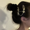 ZHOUMEIWENSP 2PCS Halloween Metal Skull Hair Clips Retro Cross Hairpin with Tassel Punk Clips Novelty Hair Style Making