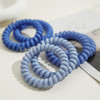 ZHOUMEIWENSP 6 Pcs Spiral Hair Ties Blue Matte Hair Ties Plastic Phone Cord Hair Bands Ponytail Holder Coil Hair Ties fo
