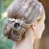 EVER FAITH Crystal Simulated Pearl Winter Snowflake Hair Side Comb Clear SilverTone