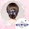 inSowni 7 Pieces Bridal Wedding Silver Pearl Flower Hair Side Combs Ushaped Hairpins 12pcs Twist Blue Rhinestone Hair Pi