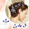 inSowni 7 Pieces Bridal Wedding Silver Pearl Flower Hair Side Combs Ushaped Hairpins 12pcs Twist Blue Rhinestone Hair Pi