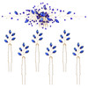 inSowni 7 Pieces Vintage Party Prom Wedding Bridal Royal Blue Beads Crystal Rhinestone Hair Side CombsUshaped Hair Pins