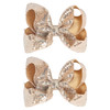 2 PCS Enchanting 5Inch Fairy Fashion Bow Hairpin Multicolor Option Sequins Hair Clip for Kids and Teenage Girls Gold