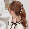 Ruihfas Fashion 2 Pcs Artificial Pearls Rhinestone Banana Clips Ponytail Holders Hair Clips