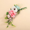 Teyglen Bridal Flower Rose Hair Comb Floral White Pink Hair Comb Boho Green leaf Hair Pieces Wreath Bush Headpiece Weddi