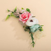Teyglen Bridal Flower Rose Hair Comb Floral White Pink Hair Comb Boho Green leaf Hair Pieces Wreath Bush Headpiece Weddi