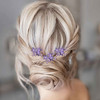 Aneneiceera Pearl Bride Wedding Hair Pins Purple Bead Hair Piece Bridal Flower Headpieces bridesmaid Hair Accessories fo