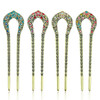 4 Pieces French Hair Pins Metal U Shaped Hairpins Vintage Double Prong Hair Forks Stick with Rhinestone Crystal French L