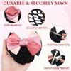 kilofly 4pc Womens TwoWay Snood Net Bow Barrette Hair Clip Bun Cover Set