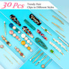 30 Pcs Acrylic Resin Barrettes Cridoz Barrettes and Pearl Hair Clips for Women Banges Hair Accessories