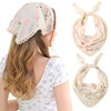 AWAYTR 2Pcs Floral Hair Bandanas Tieback Head Kerchief for Women Flower Mesh Hair Scarves Lightweight Triangular Head Sc
