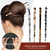FERCAISH Acetate Hair Sticks Set Vintage Hairstyle Tortoise Shell Hairpins Leopard Printed Chopsticks Hair Stick Metalli