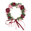 June Bloomy Bridal Flower Crown Women Rose Floral Headband Maternity Photo Prop Baby Shower Leaf Hair Wreath Rose Burgun