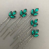 FXmimior Bride Hair Accessories Crystal Hair Pins Clip Bobby Pins Green Rhinestone Bridesmaid Headpiece Customised Weddi