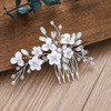 Unicra Silver Bride Wedding Hair Comb Flower Bridal Headpiece Sparkly Rhinestone Hair Accessories Crystal Hair Piece Jew