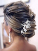 Unicra Silver Bride Wedding Hair Comb Flower Bridal Headpiece Sparkly Rhinestone Hair Accessories Crystal Hair Piece Jew