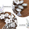 Unicra Silver Bride Wedding Hair Comb Flower Bridal Headpiece Sparkly Rhinestone Hair Accessories Crystal Hair Piece Jew
