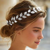 Yean Wedding Headband Gold Leaf Bridal Headpieces for Bridesmaid and Flowergirls 157 InchesSilver