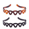Set of 2 Women Hard Plastic Headband Hair Hoop Black and Brown Highgrade Headwear Hairband Style C