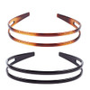 Set of 2 Women Hard Plastic Headband Hair Hoop Black and Brown Highgrade Headwear Hairband Style F