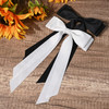 2PCS Silky Satin Hair Bows Hair Clip Black White Hair Ribbon Ponytail Holder Accessories Slides Metal Clips Hair Bow for