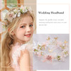 Ever Fairy Princess Flower Crystal Headpiece Girls Rhinestone Pearl Headband Women Wedding Floral Hairband Bridal Hair A
