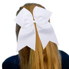 CN 10pcs 8 Cheer Hair Bows Large White Ponytail Holder Girls Elastic Hair Ties Handmade for Cheerleading Teen Girls Coll