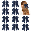 CN Girls Cheer Bow with Ponytail Holder for Cheerleading Girl Pack of 10 Navy 7INCH