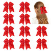 CN Girls Cheerleader Hair Bow with Ponytail Holder for Cheerleading Girl Red Pack of 10
