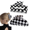 Womens Checkered Hair Clip Large Checkered Claw Clips Black And White Jaw Clip2pack