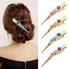 Dizila 4 Pack Sparkly Flower Leaf Rhinestone Long Metal Alligator Hair Clips Duckbill Clips Barrettes Hair Pins Accessor