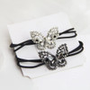 Xiwstar 6Pcs Korean Fashion Scrunchies Rhinestone Crystal Butterfly Hair Ties Three Layers Hair Bands Accessories for Wo