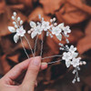 Casdre Flower Bridal Hair Pins Pearl Bride Wedding Hair Accessories Rhinestone Hair Piece for Women and GirlsPack of 3 A
