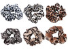 6 Pack Leopard Print Hair Scrunchies Animal Print Slap Bracelet Ponytail Holder Elastic Hair Bands Wrist Line Fabric Scr