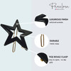 Parcelona French Twin Star Set of 2 Brown Shell N Black Celluloid Acetate Hair Slide Barrette with Snap on Clip for Girl