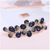 Ruihfas Women Girls Crystal Rhinestone Flower Pattern Hair Spring Clip Hairpin Sweet Hair Accessories Dark Blue
