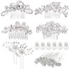 inSowni 32 Pack Silver Wedding Hair Side CombsUshaped Twist Bridal Hair Pins Pieces Accessories Rhinestone Pearls for Wo