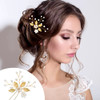 inSowni 12 Pack Wedding Prom Party Decorative Gold Hair Pins with Leaf Flower Leaves Pearl Hair Clips Ornaments Bridal H
