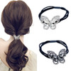 Xiwstar 2Pcs Elegant Women Girls Hair Scrunchies Crystal Rhinestone Butterfly Hair Ties Bands Accessories Ponytail Holde