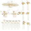 inSowni 21 Pack Gold Leaf Flower Bridal Wedding Hair Side CombsUshaped Pearls Hair Pins Hair Pieces Headpieces Accessori