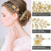 inSowni 21 Pack Gold Leaf Flower Bridal Wedding Hair Side CombsUshaped Pearls Hair Pins Hair Pieces Headpieces Accessori