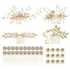 inSowni 36 Pack Gold Flower Leaf Bridal Wedding Hair Side CombsUshaped Flower Hair PinsSpiral Rhinestone Clips Barrettes