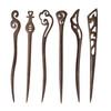inSowni 6 Pack Handmade Ancient Chinese Japanese Sandalwood Wooden Vintage Retro Carved Hair Sticks Pins Clips Barrettes