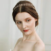 BABEYOND Bridal Headpiece Wedding Headband Pearl Vintage Wedding Hair Bands for Brides with Lace Ribbon White Beads