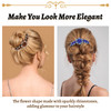 inSowni 6 Pack Luxury Sparkly Glitter Flower Leaf Rhinestone Black Plastic Hair Side Combs French Twist Slides Hairpins