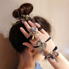 LOVEF 3Pcs Korean Hair Accessories Double Layer Hair Ring with Pearls Flower Bowknot Hair Rope Hairbands