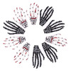 5 Pairs Red Nail White and Black 3 Skeleton Hands Hair Clips Halloween Hand Bone Shape Party Accessories