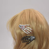5 Pairs Red Nail White and Black 3 Skeleton Hands Hair Clips Halloween Hand Bone Shape Party Accessories