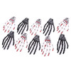 5 Pairs Red Nail White and Black 3 Skeleton Hands Hair Clips Halloween Hand Bone Shape Party Accessories